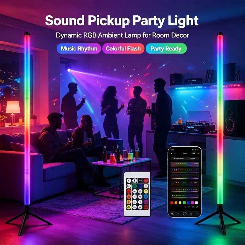 Gaming Accessories For Bedroom - 2PCS Lampu Lantai RGB 120CM, Lampu