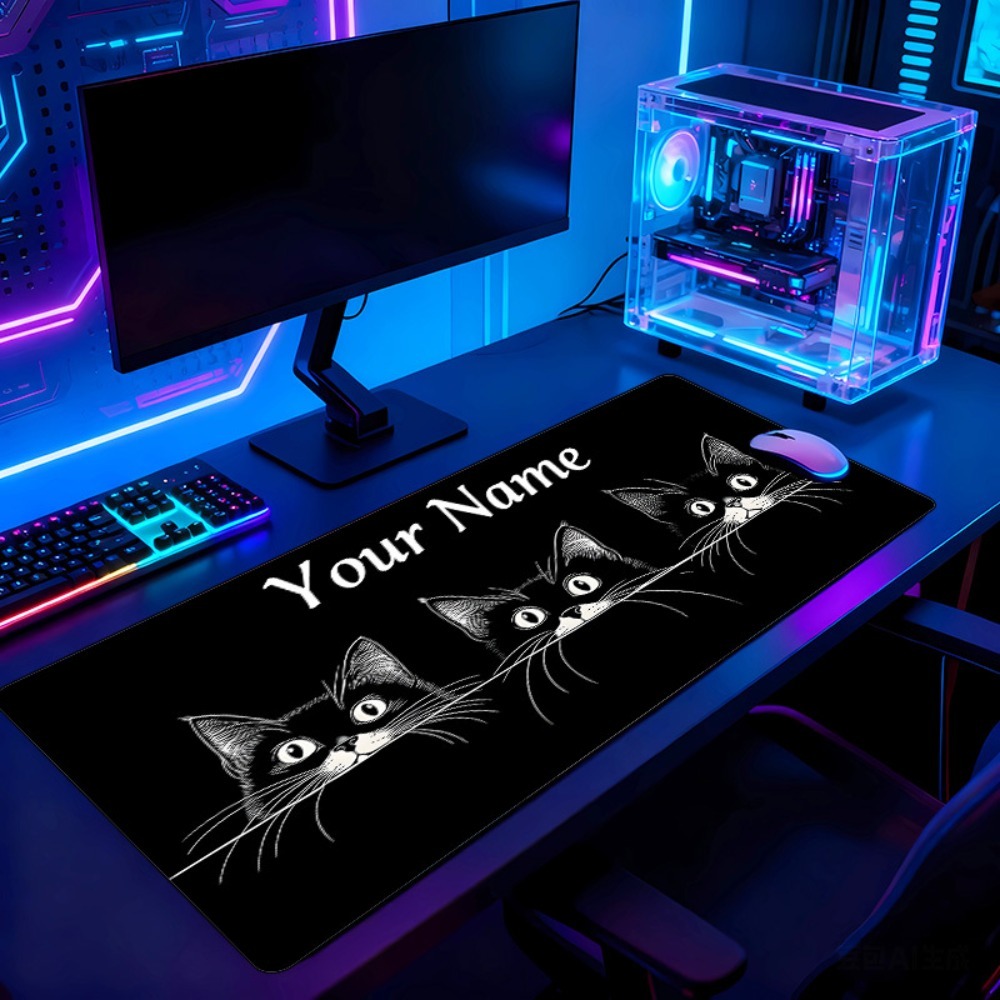 Gaming Accessories Name - Alas Meja Kustom 3 Kucing Hitam