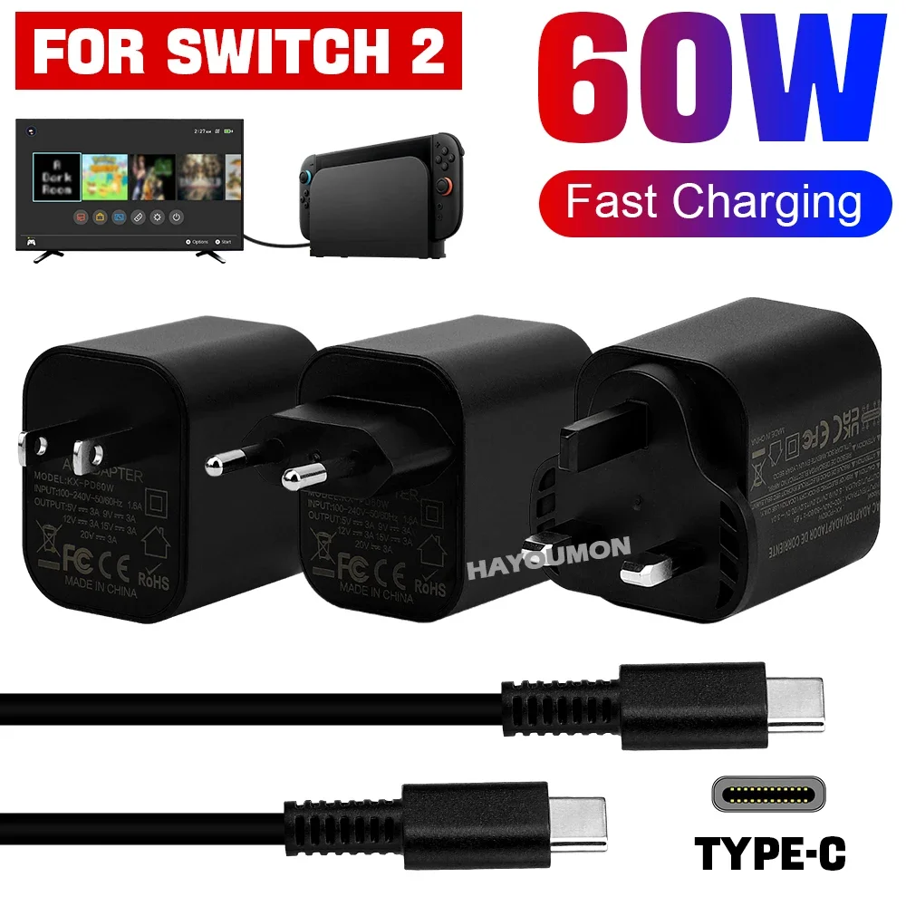 Adaptor AC Tipe-C 60W UK US EU - Gaming Accessories Uk ulasan dan harga